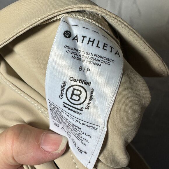 Athleta Tan High Rise Capri Zip Pocket Side Zip Closure 2 reg pockets - Picture 3 of 14